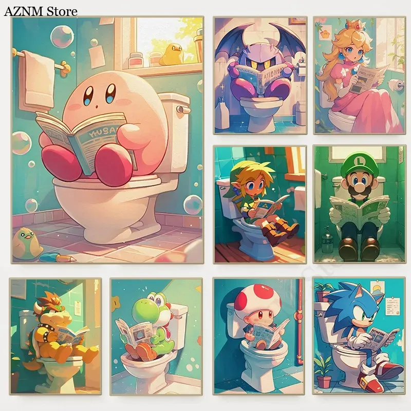 Interior Design Game - Funny Bathroom Cartoon Video Game Poster