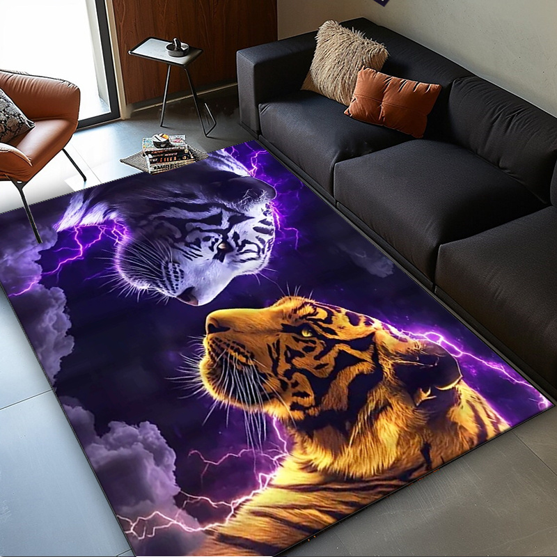 Interior Design Your Home - Tiger faces rug with electric effects